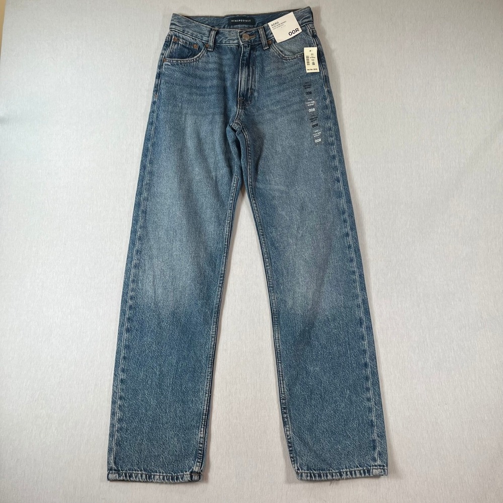 NEW Aeropostale High Rise Baggy Jeans 00R Medium Wash Denim 2422 NWT